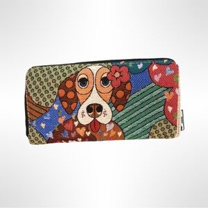 New! Unused! Handmade Colorful Dog Fabric Continental Walet